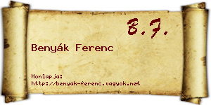 Benyák Ferenc névjegykártya