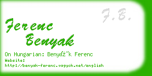 ferenc benyak business card
